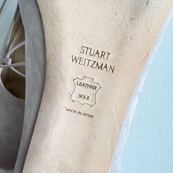 Stuart Weitzman Cordon Hush Suede Lace Up Ballerina Pumps Shoes Size 10.5 - Picture 8 of 9